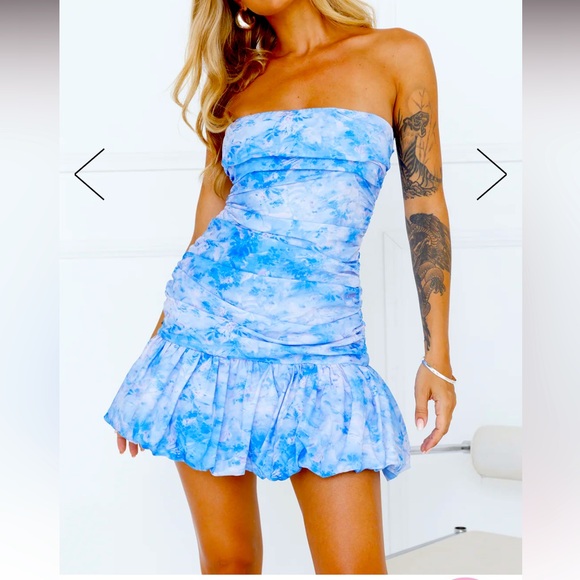 Hello Molly Dresses & Skirts - Petals All Around Strapless Mini Dress Blue Size XL